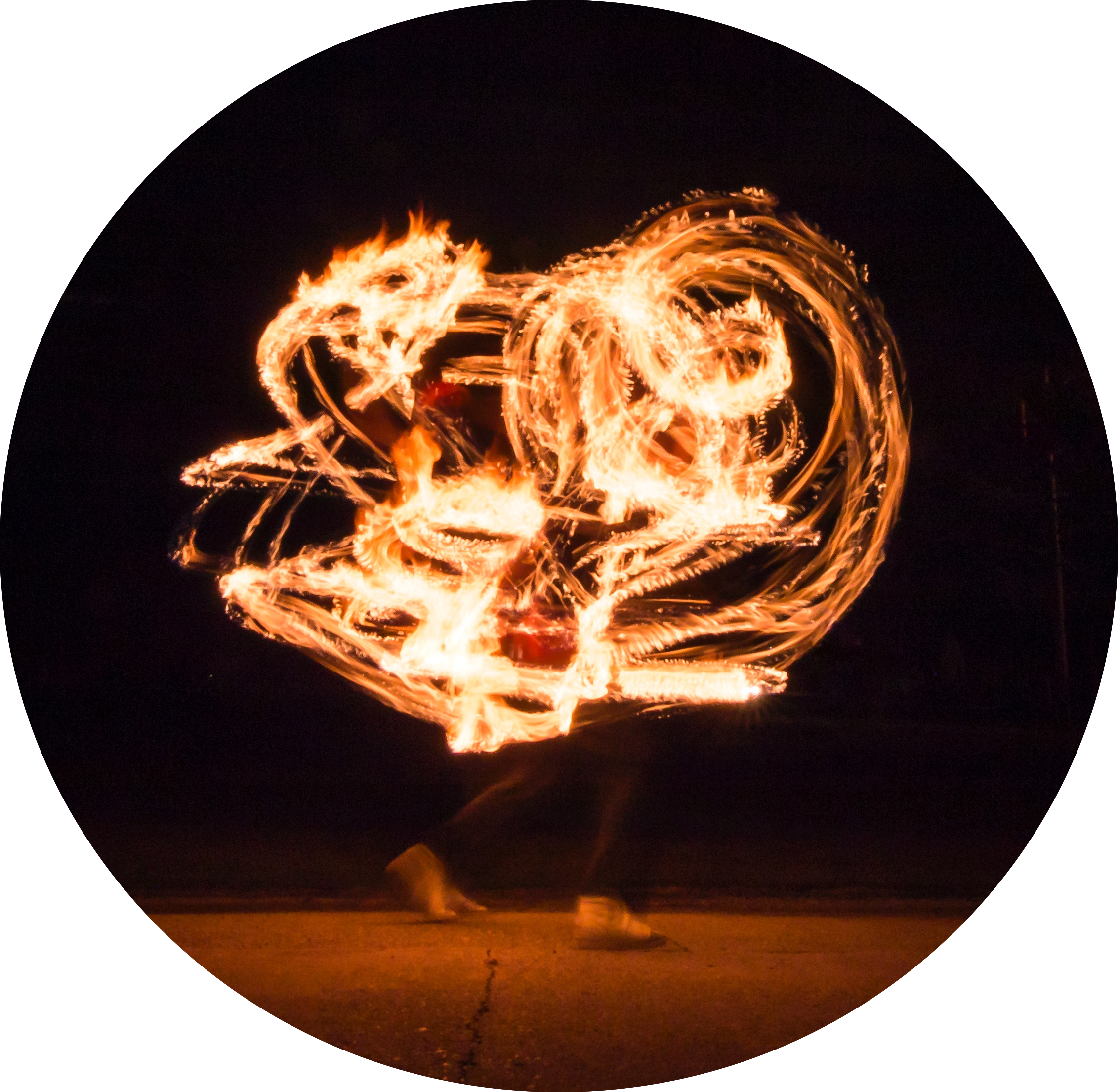 long exposure of fire poi spinner